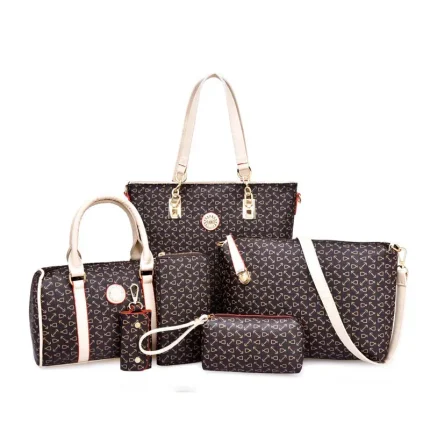 6 In 1 Women Fashion Arrow Pattern Print Single Shoulder Large-Capacity Handbag Wallet Set - Image 4