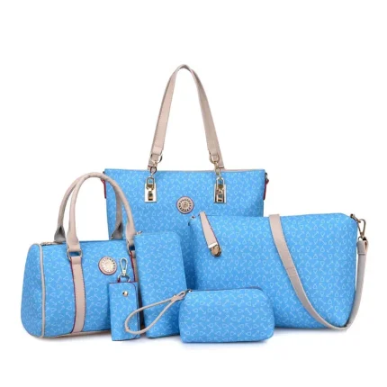 6 In 1 Women Fashion Arrow Pattern Print Single Shoulder Large-Capacity Handbag Wallet Set - Image 5