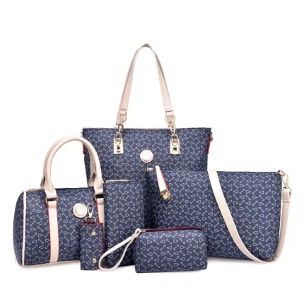 6 In 1 Women Fashion Arrow Pattern Print Single Shoulder Large-Capacity Handbag Wallet Set - Image 7