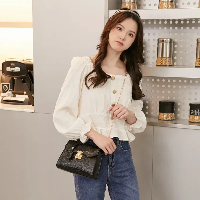 Women Fashion Crocodile Pattern Crossbody Bag - Image 2
