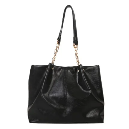 Women'S Fashion Retro Soft Leather Large Capacity Simple Solid Color Shoulder Bag - Image 5