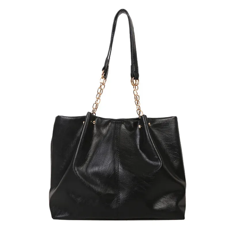T1035F5B65_115220.webp Women'S Fashion Retro Soft Leather Large Capacity Simple Solid Color Shoulder Bag - Image 5
