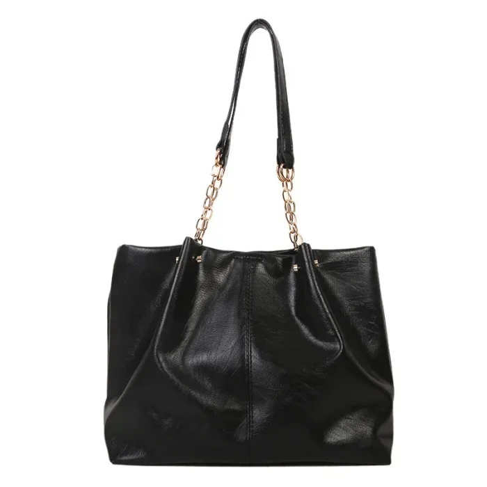 Women'S Fashion Retro Soft Leather Large Capacity Simple Solid Color Shoulder Bag - Image 7