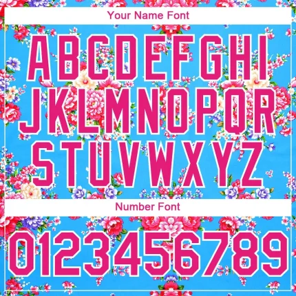 Custom Electric Blue Hot Pink-White 3D Pattern Design Northeast China Big Flower Authentic Baseball Jersey - Image 5