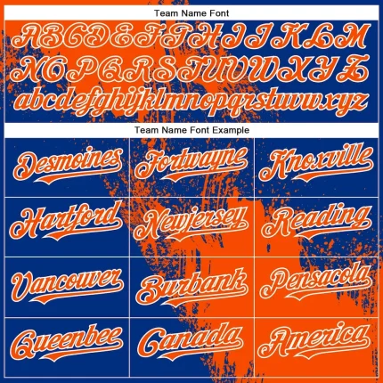 Custom Orange Royal-White 3D Pattern Design Abstract Brush Stroke Authentic Baseball Jersey - Image 4