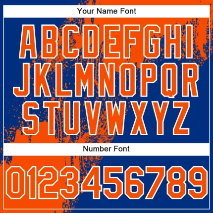 Custom Orange Royal-White 3D Pattern Design Abstract Brush Stroke Authentic Baseball Jersey - Image 5