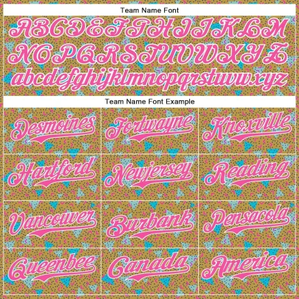 Custom Old Gold Pink-White 3D Pattern Design Geometric Shape Authentic Baseball Jersey - Image 4
