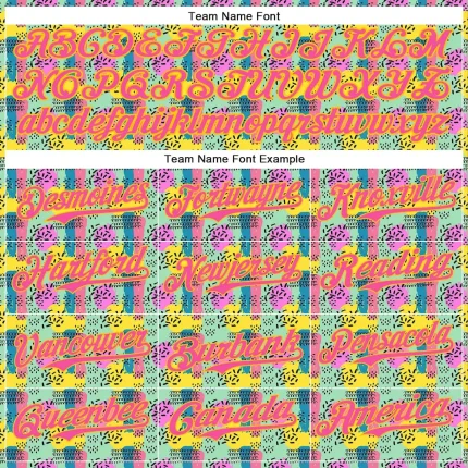 Custom Green Pink-Yellow 3D Pattern Design Color Brush Blocks Authentic Baseball Jersey - Image 4