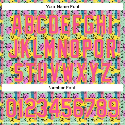 Custom Green Pink-Yellow 3D Pattern Design Color Brush Blocks Authentic Baseball Jersey - Image 5