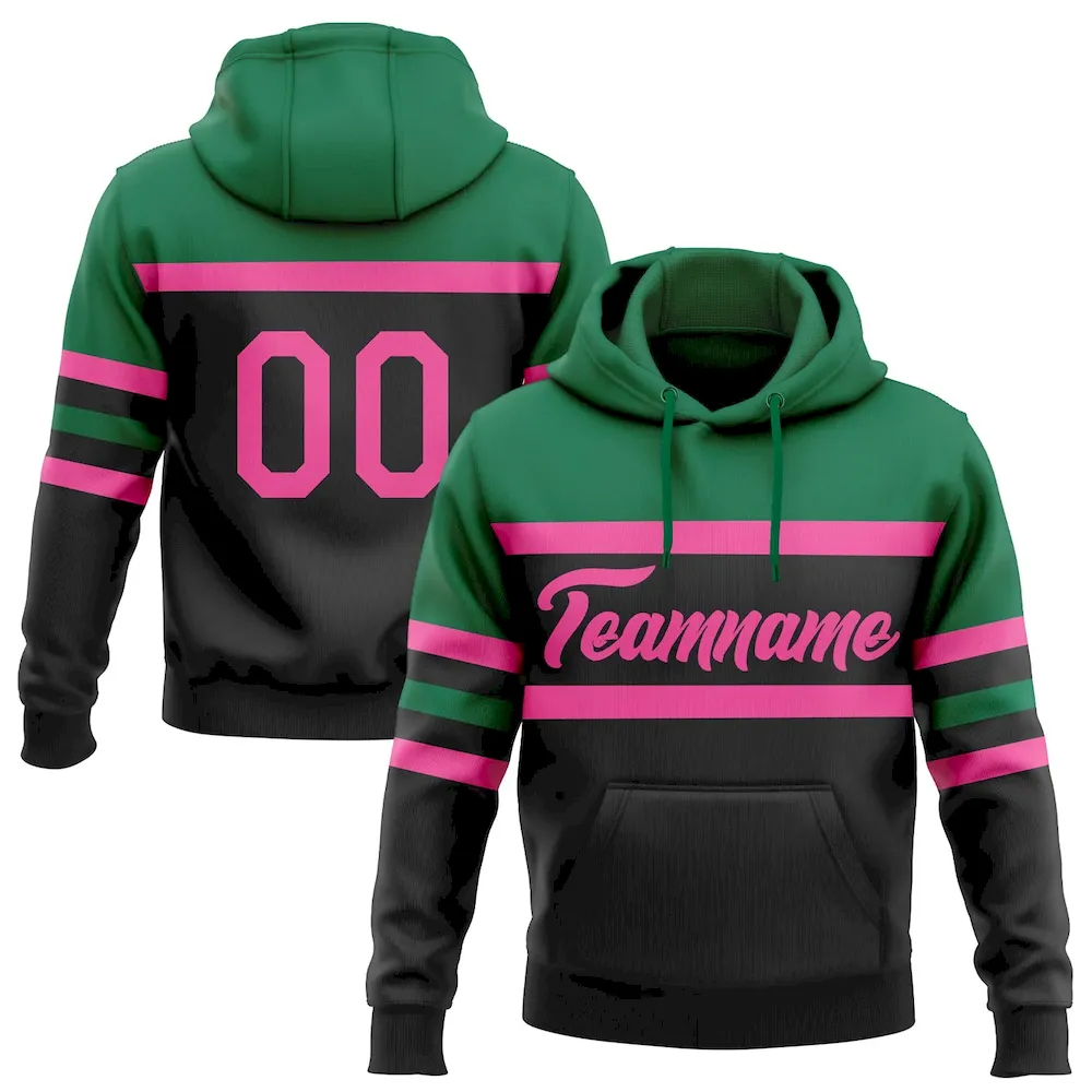 3DPattern5352.webp Custom Stitched Black Pink-Kelly Green Line Sports Pullover Sweatshirt Hoodie - Image 1