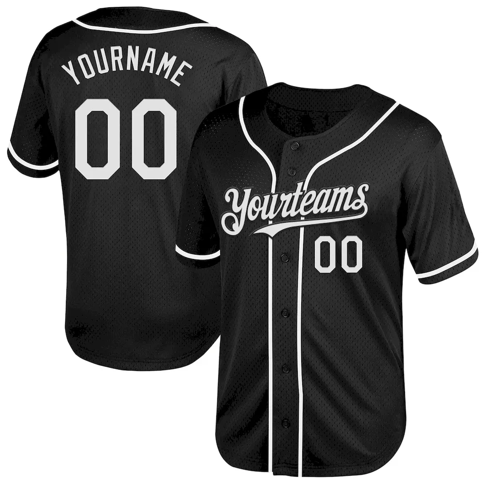 Black1991.webp Custom Black White Mesh Authentic Throwback Baseball Jersey - Image 1