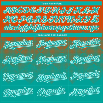 Custom Orange Aqua-White Gradient Square Shape 3D Pattern Design Bomber Full-Snap Varsity Letterman Hoodie Jacket - Image 4