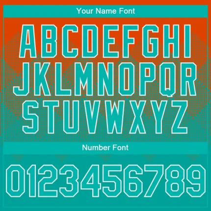 Custom Orange Aqua-White Gradient Square Shape 3D Pattern Design Bomber Full-Snap Varsity Letterman Hoodie Jacket - Image 5