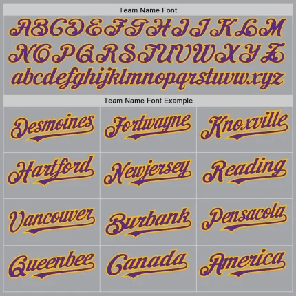 Custom Gray Purple-Gold Authentic Raglan Sleeves Baseball Jersey - Image 4
