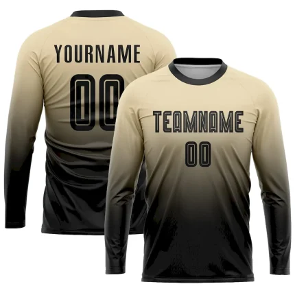 Custom Cream Black Sublimation Fade Fashion Soccer Uniform Jersey - Image 3