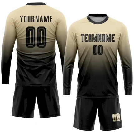 Custom Cream Black Sublimation Fade Fashion Soccer Uniform Jersey - Image 4