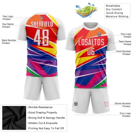 Custom Figure White-Red Sublimation Soccer Uniform Jersey - Image 3