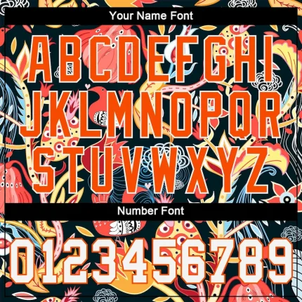 Custom Black White-Orange 3D Pattern Design Flowers Authentic Baseball Jersey - Image 5