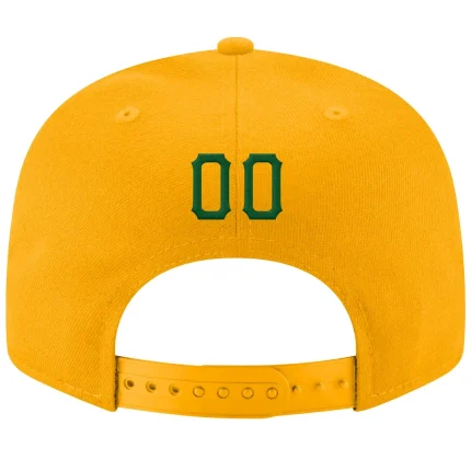 Custom Gold Green-White Stitched Adjustable Snapback Hat - Image 3