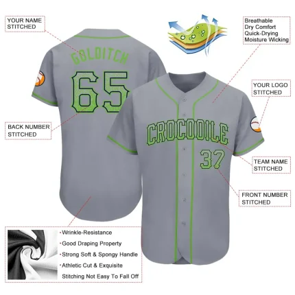 Custom Gray Neon Green-Navy Authentic Drift Fashion Baseball Jersey - Image 3