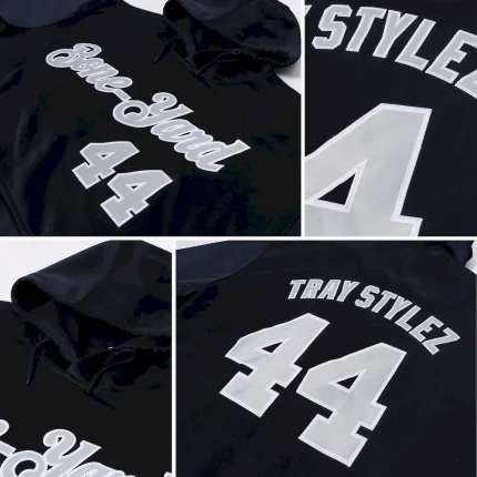 Custom Stitched Navy Gray-White Sports Pullover Sweatshirt Hoodie - Image 7